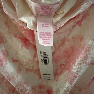 PINK Victoria's Secret/ love shack fancy Strapless Dress White and Pink Floral